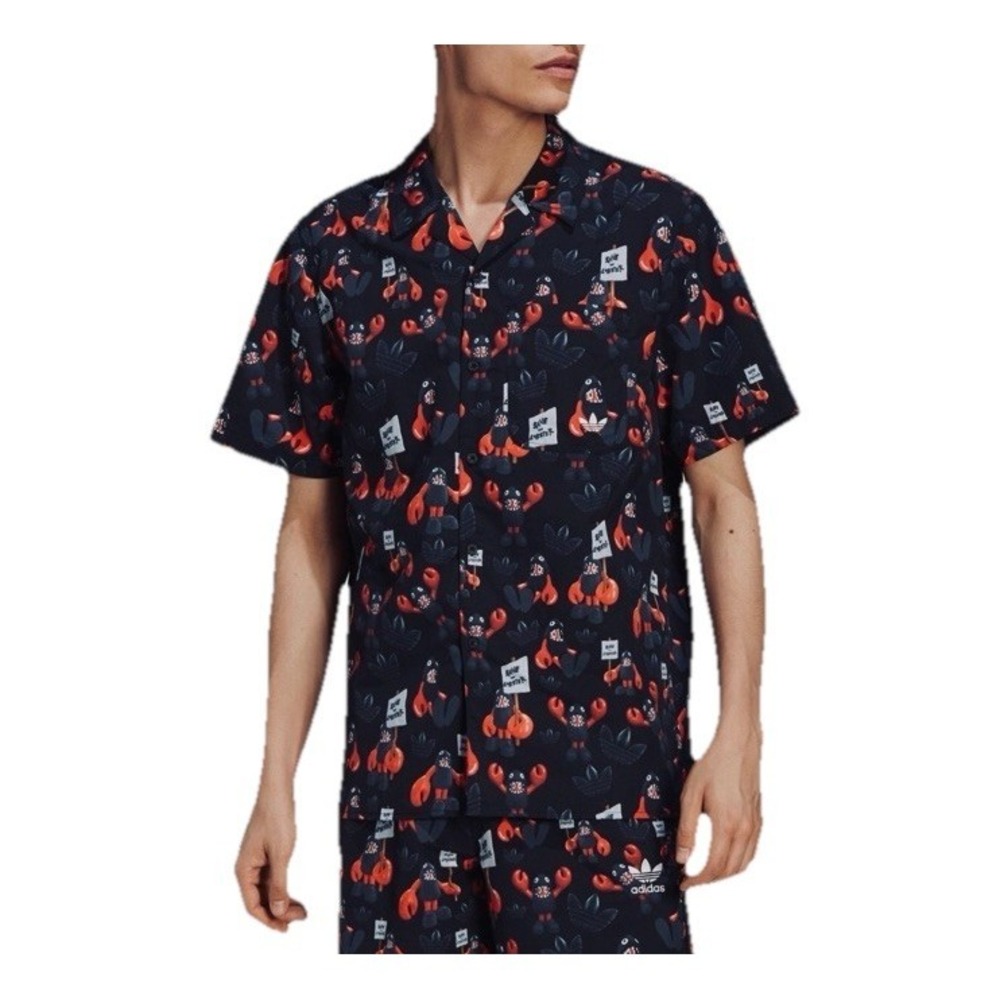 Adidas Originals Philip Colbert Lobster Graphic Shirt Black Button Up Men Size L